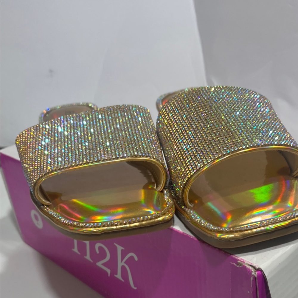 H2K Gold Rhinestone Slide Sandals - Picture 8 of 16